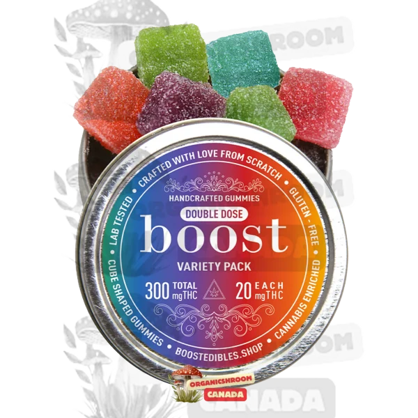 Immerse yourself in a delightful experience with Boost THC Gummies Variety Pack 300mg, available at Organic Shroom Canada, a magic mushroom store for edible mushrooms.