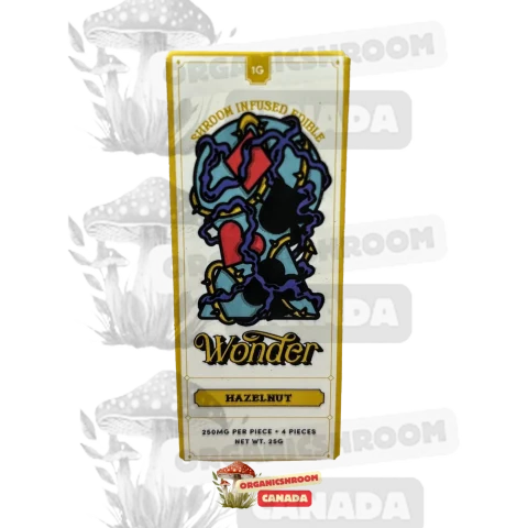 Savor the delectable blend of hazelnut and premium psilocybin mushrooms with our Wonder Psilocybin Hazelnut Chocolate Bar infused with the magic of edible mushrooms.