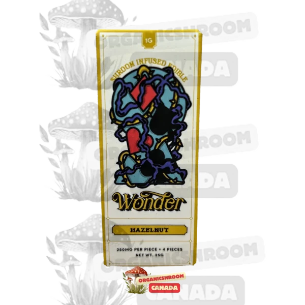 Savor the delectable blend of hazelnut and premium psilocybin mushrooms with our Wonder Psilocybin Hazelnut Chocolate Bar infused with the magic of edible mushrooms.
