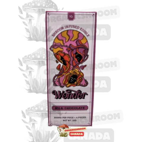 Explore the enchanting fusion of milk chocolate and premium psilocybin mushrooms with our Wonder Psilocybin Milk Chocolate Bar, available to buy magic mushroom edibles online.