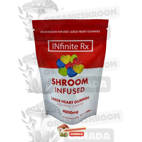 Experience the pinnacle of psychedelic indulgence with our Infinite RX Shroom-Infused Large Heart Gummies, available at Organic Shroom Canada, your trusted Ottawa mushroom dispensary.