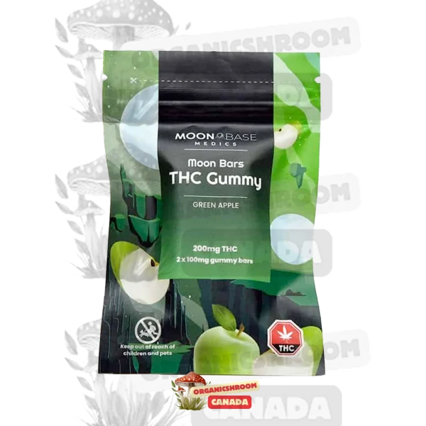 Experience the tangy sweetness of Moon Base Medics THC Green Apple Gummy, available at Organic Shroom Canada, your trusted mushroom store.