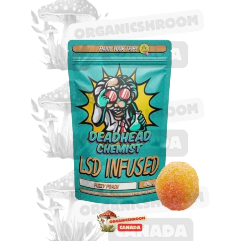 Immerse yourself in a psychedelic journey with LSD Edible 100ug Fuzzy Peach Gummy, available at Organic Shroom Canada, a premium mushroom store to buy magic mushrooms in Canada.