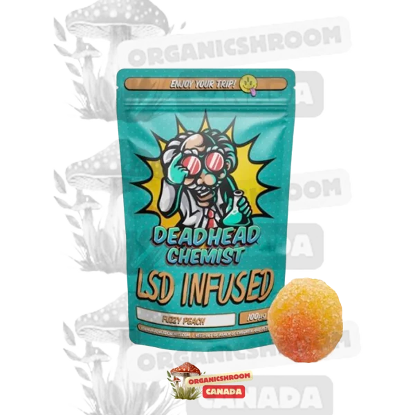 Immerse yourself in a psychedelic journey with LSD Edible 100ug Fuzzy Peach Gummy, available at Organic Shroom Canada, a premium mushroom store to buy magic mushrooms in Canada.