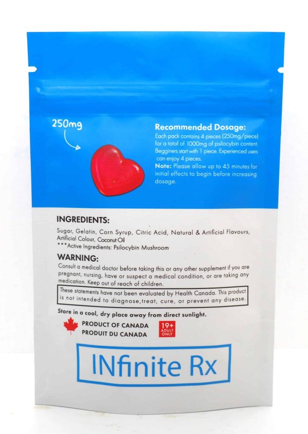 Infinite RX Shroom Infused Heart Gummies (back)